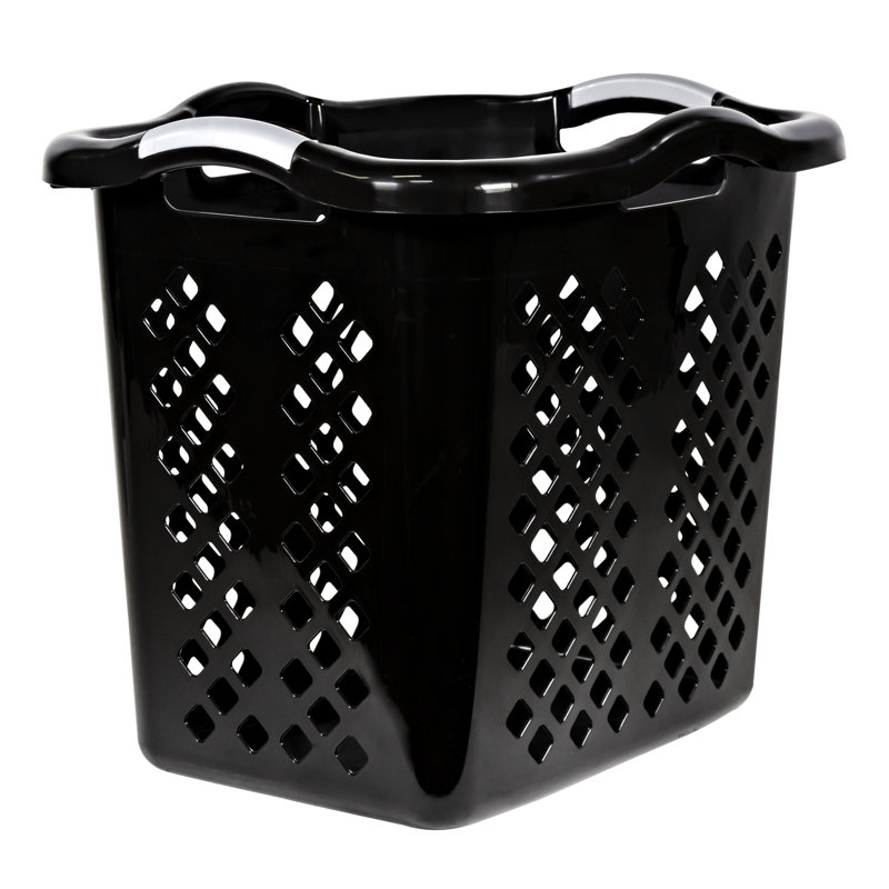 Plastic Laundry Hamper with Handles, Black