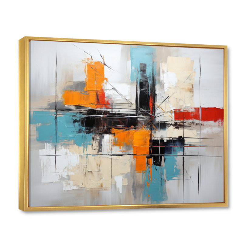 Art asiatique, expression abstraite I - impression, H 12 po x l 20 po x P 1 po, Cadre flottant doré