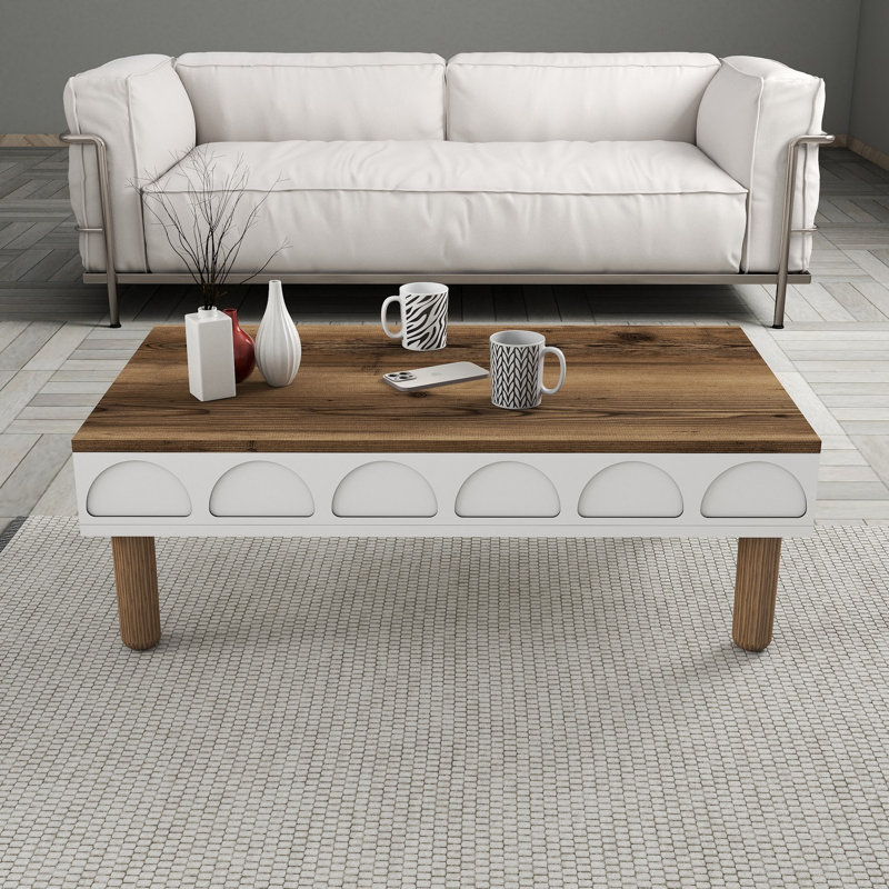 Modern White Coffee Table with Additional Storage, 70.9 x 14.0 x 23.8 inches | 100% Melamine Coated Particle Board, Thickness: 0.7 inches | Stylish & Functional Design for Living Room & Entertaining Spaces