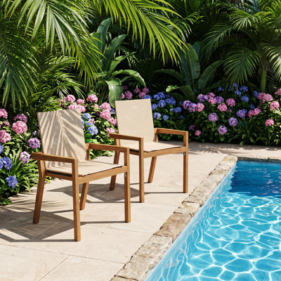 Chaise de patio en bois d'acacia et en filet de mailles l 21,75 po x P 24,75 po Belfast (ensemble de 2)