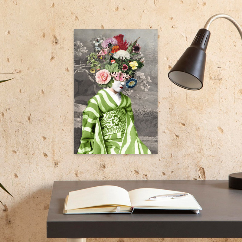 «A Summer Geisha Elegant Vintage Portrait Spring», art mural, H 18 po x l 12 po
