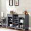 Élégante armoire buffet avec 2 tiroirs, porte-bouteilles, armoires à porte en verre, pour buffet et porte en bois / bleu, pour la cuisine et la salle à manger, bleu