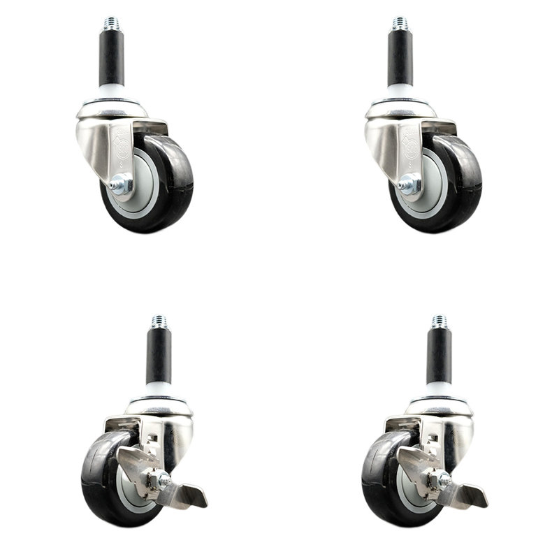 Ensemble de roulettes extensibles 3 pouces 3 pouces 316SS, Noir