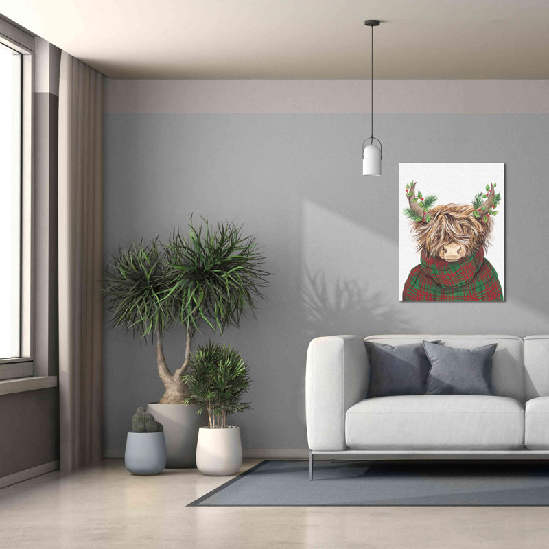 «Christmas Highland Cow» par Diane Kater, estampe numérique sur toile, H 34 po x l 26 po x P 1,5 po