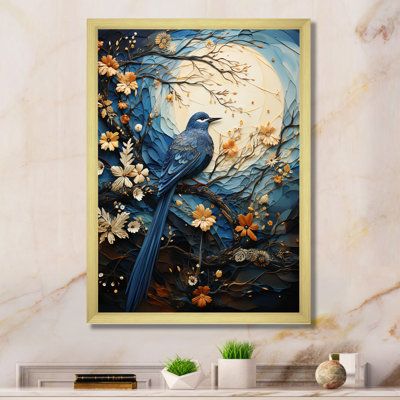 «Springtime Blue Bird Singing Blooms I», art mural oiseau