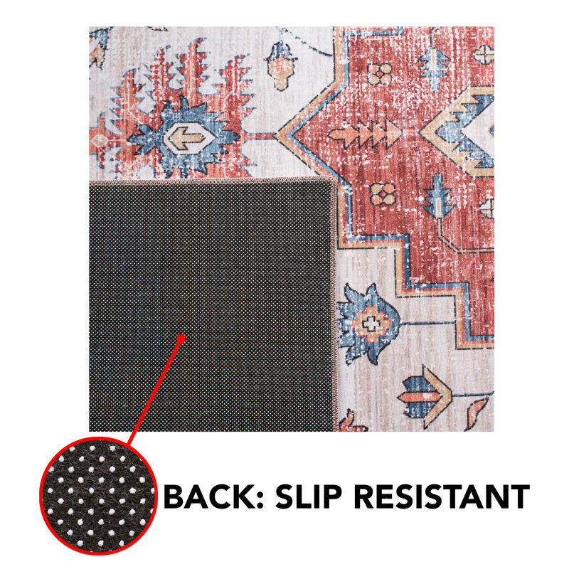 Allana Oriental Beige/Blue Area Rug, Runner 2'6" x 18'