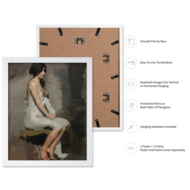 Étude d'une femme assise, Poster, White Framed, 08"H x 10"W
