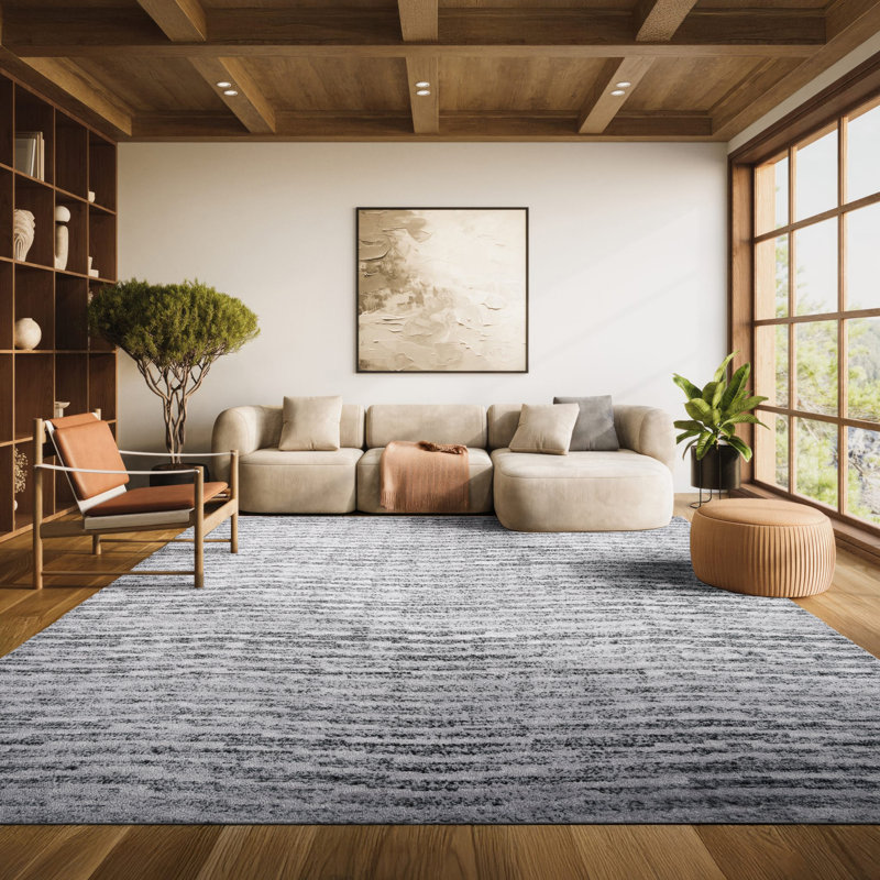 Tapis noir / argenté Riebe, Rectangle 8 pi x 10 pi
