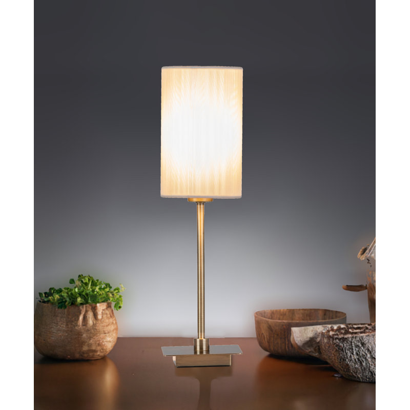 Square Stick Antique Brass Metal Bedside Table Lamp 