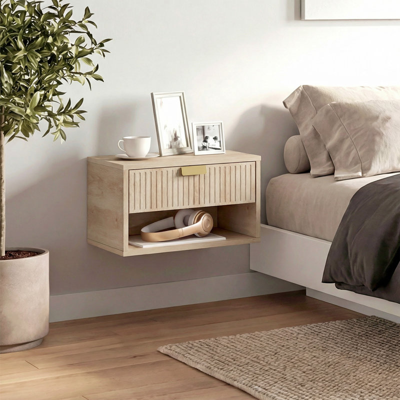 40cm W Particle Board Bedside Table, Oak