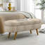 Banc de rangement ovale brun, 43,5 po x 16 po x 16 po, pieds en bois d'hévéa, fabriqué à la main par un meuble, sert de repose-pieds ou de siège, ornement en tissu plissé, banc décoratif, brun, professionnel, siège de travail,-1031200229
