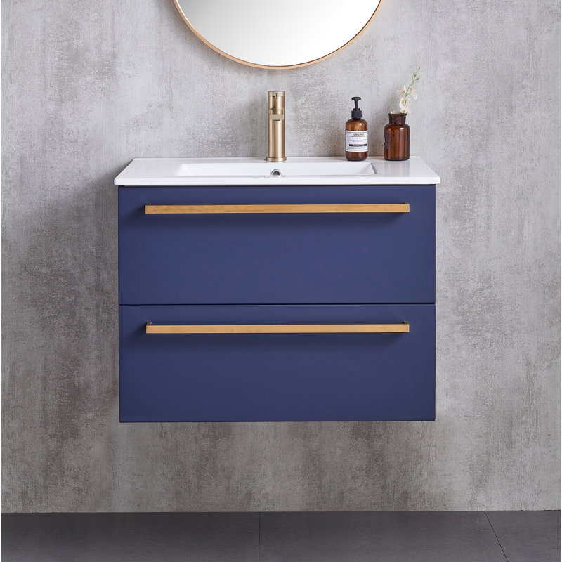 Meuble-lavabo simple mural 30 po avec comptoir en céramique