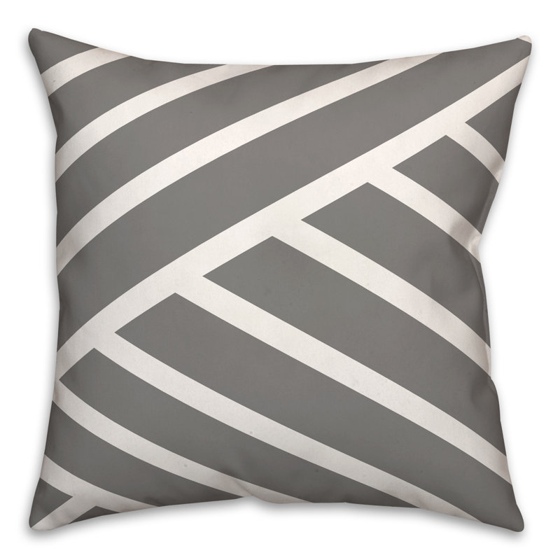 Housse et insert de coussin d'extérieur carré à rayures diagonales 5, 20 po x 20 po, Gris