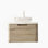 Meuble-lavabo de 24 po avec lavabo, armoire de rangement flottante en contreplaqué avec tiroir, lavabo rond en verre transparent et plateau en pierre frittée à motif de travertin Roma, couleur grain de bois de chêne blanc