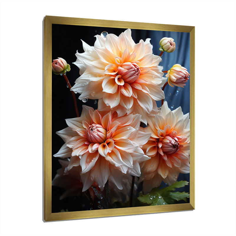 Impression romantique sur toile Vontrel Peach Dahlia, H 20 po x l 12 po x P 1 po, Encadrement doré