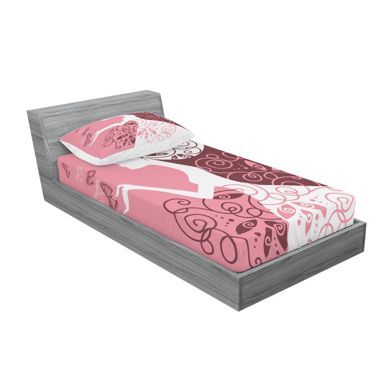 Ensemble de draps dessin papillons, Ensemble de draps pour lit simple avec drap-housse