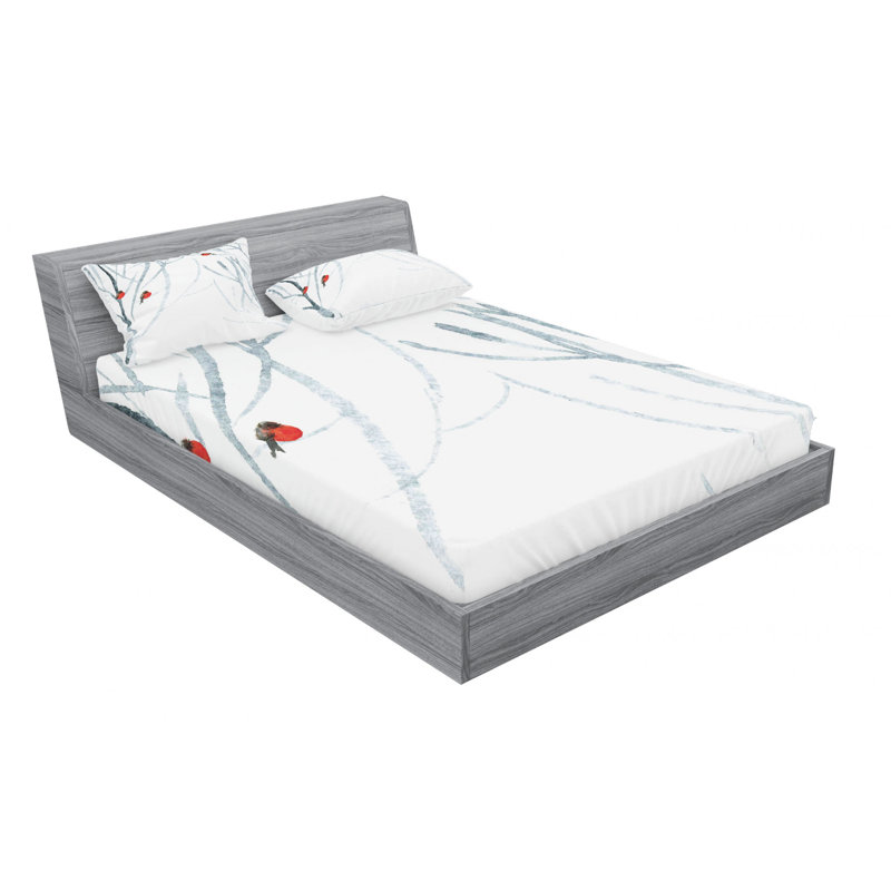 Ensemble de draps Trees Image of Winter Woods, Ensemble de draps pour lit double avec un drap-hou