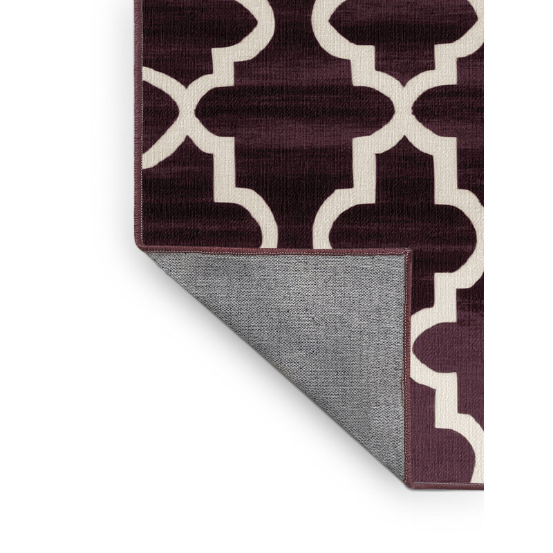 Machine Washable Trellis Brown Area Rug, Square 5'