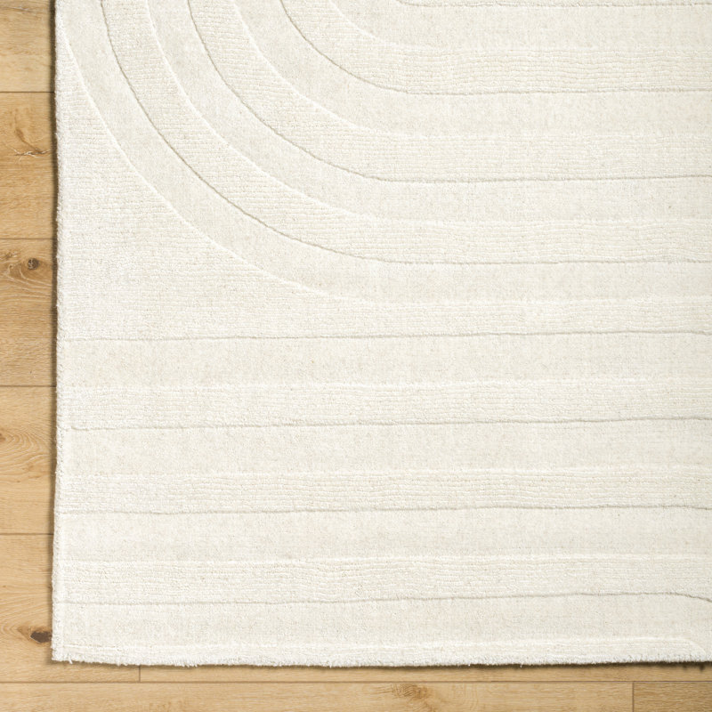 Tapis couleur crème en laine tissé à la main Kell, Rectangle 2 pi x 3 pi