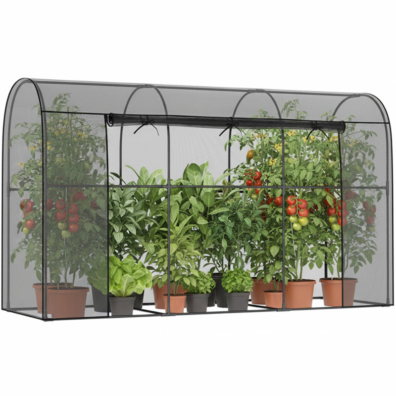 Crop Cages for Garden Plant, Plant Protection Netting Tent with Zippered, Wind-Resistant Plant Cages, Black