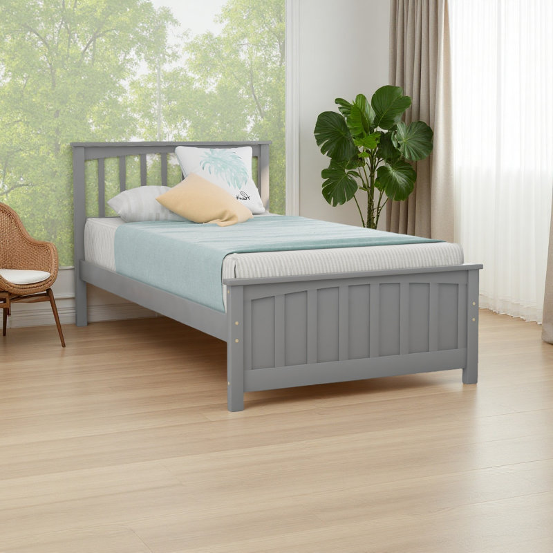 Lit plateforme en bois, Gris