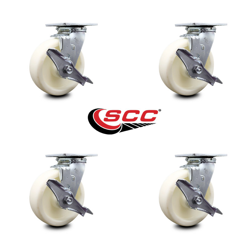 Nylon Swivel Caster with Roller Bearings and Brakes