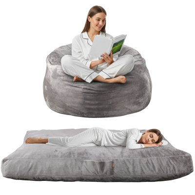 Extra Large Bean Bag Chair, 2-In-1 Convertible Bean Bag Bed With Soft Removable Cover, Suitable For Living Room, Bedroom Use By Kids, Adults And Coupl