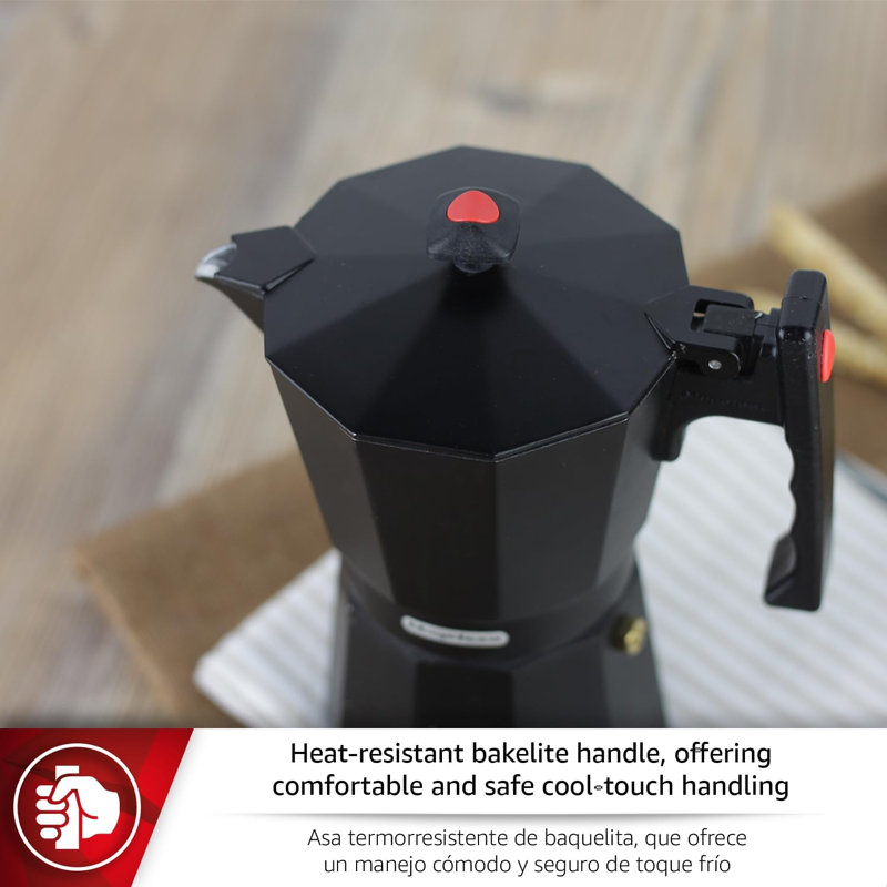 Magefesa Colombia Black Stovetop Coffee Maker, 12 Cups, Black