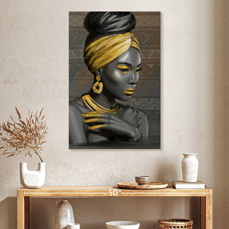 Leisha Golden Tribal Beauty, 39" H x 26" W