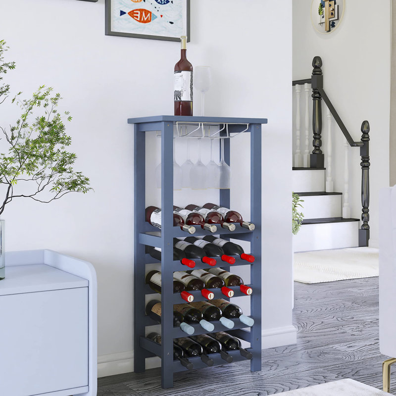 Antaja 20 Bottle Floor Wine Bottle & Glass Rack Grey