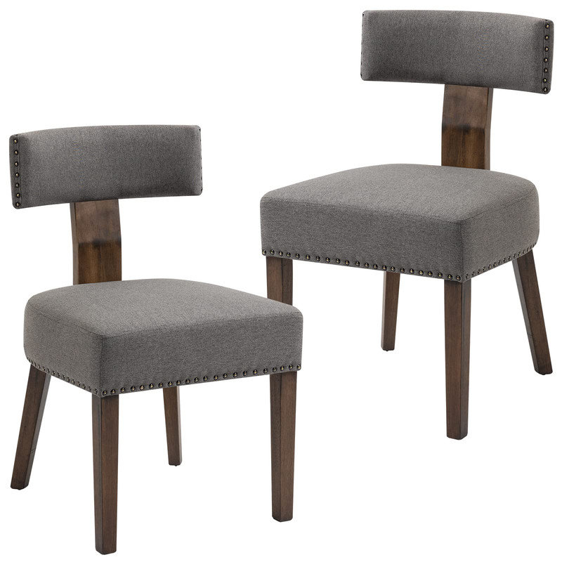 Chaise d'appoint à dossier bas en tissu Ligeia, Beige, 2