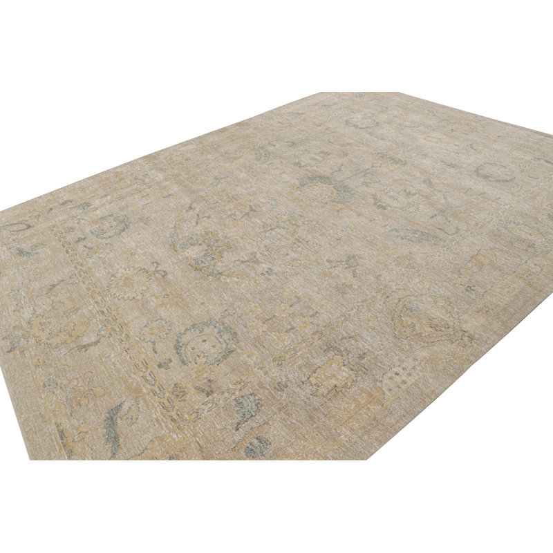 Oushak Hand Knotted Floral Area Rug, Rectangle 9' x 12'