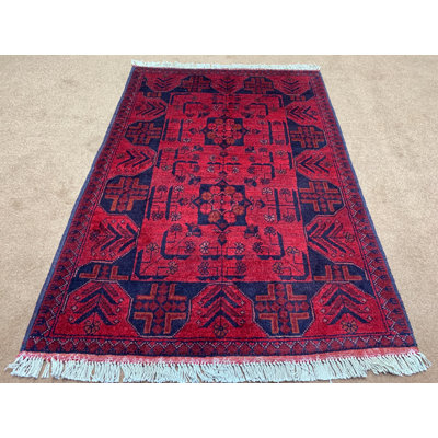 Tapis en laine fabriqué à la main 2,8 x 3,11 pi, tapis Chiaro Muhammadi Bukhara, tapis oriental, tapis tribal, tapis à poils longs et doux