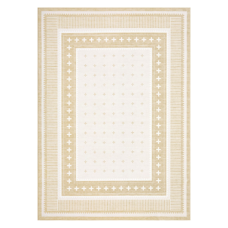 Tapis moderne lavable à la machine, Beige, 9 x 12 pi