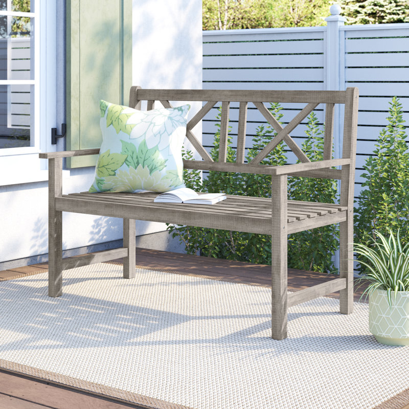 Aarlo Solid Wood Acacia Outdoor Bench, Grey, 90 H x 120 W x 62 D cm
