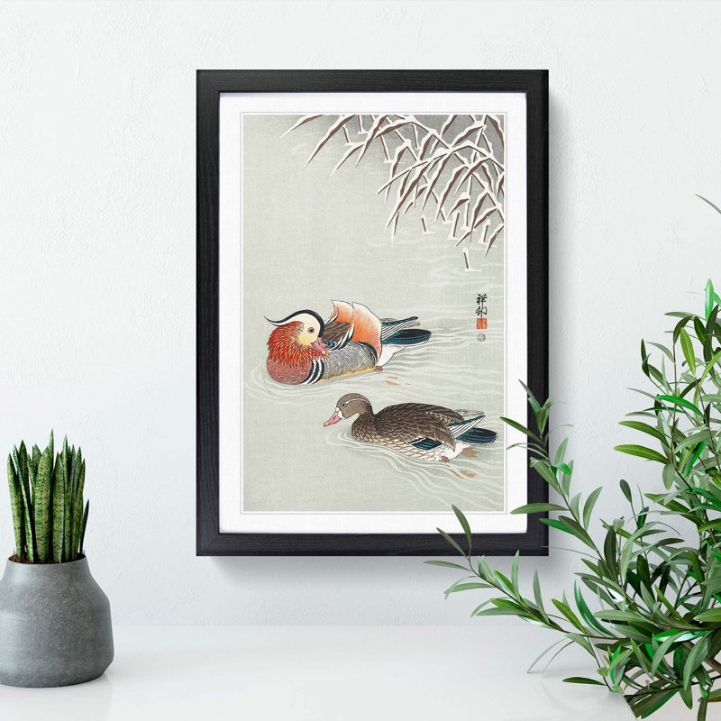 Mandarin Ducks by Ohara Koson - Framed Print, Black, 91cm H x 60cm W x 2cm D