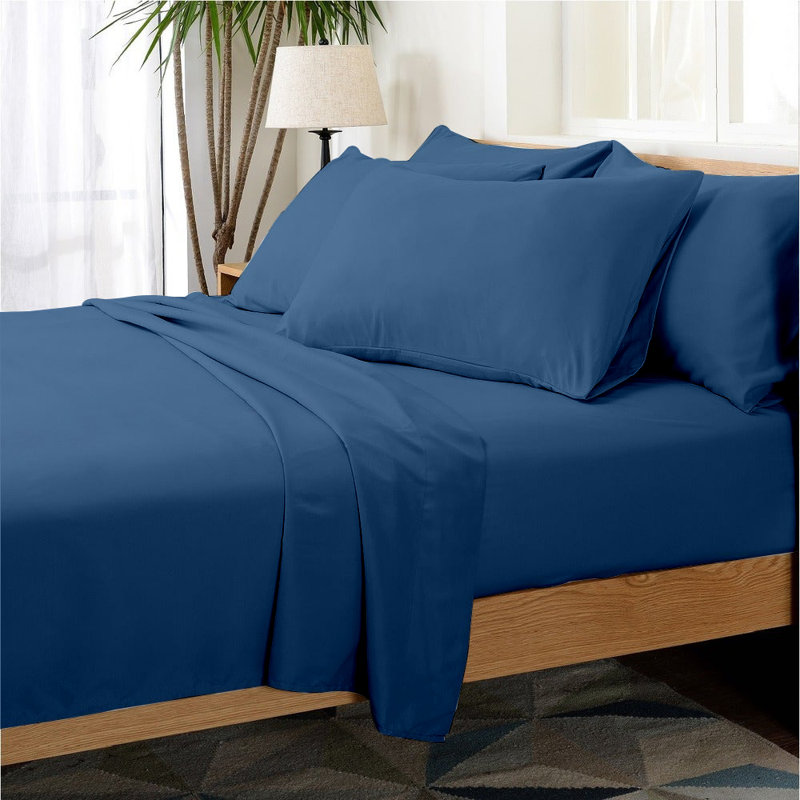 Microfiber Sheet Set, Cal.King Sheet Set+1Fitted Sheet+4Pillowcase, Dusty Blue