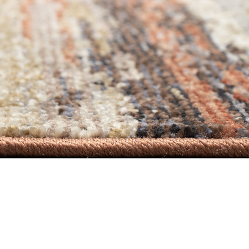 Abstract Machine Woven Polypropylene Area Rug in Brown, Rectangle 3'3" x 4'11"