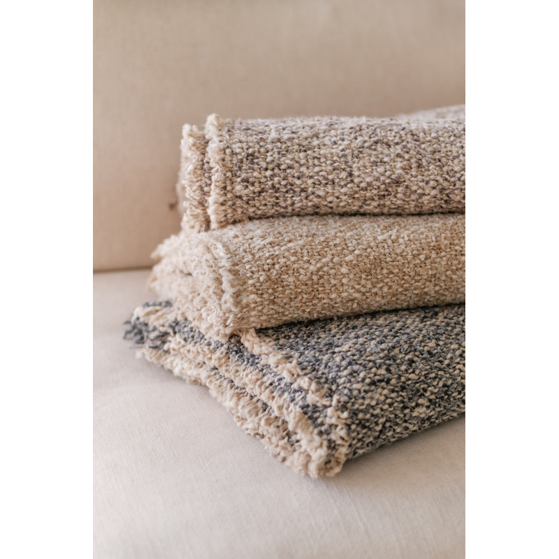 Natural Handloomed Heathered Chunky Bouclé Throw Blanket