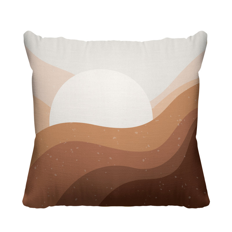 Outdoor Reversible Throw Pillow, Brown, 15H" x 15W"