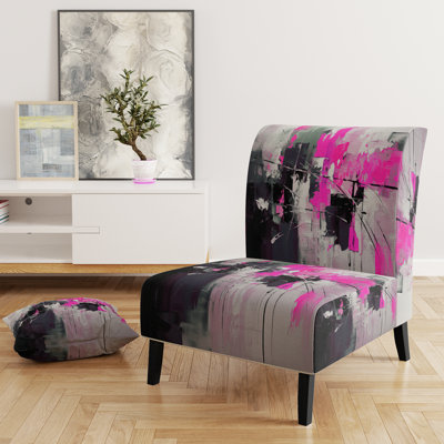 Paper Euphoria I - Velvet Upholstered Contemporary Slipper Chair, Orange Accent Chair