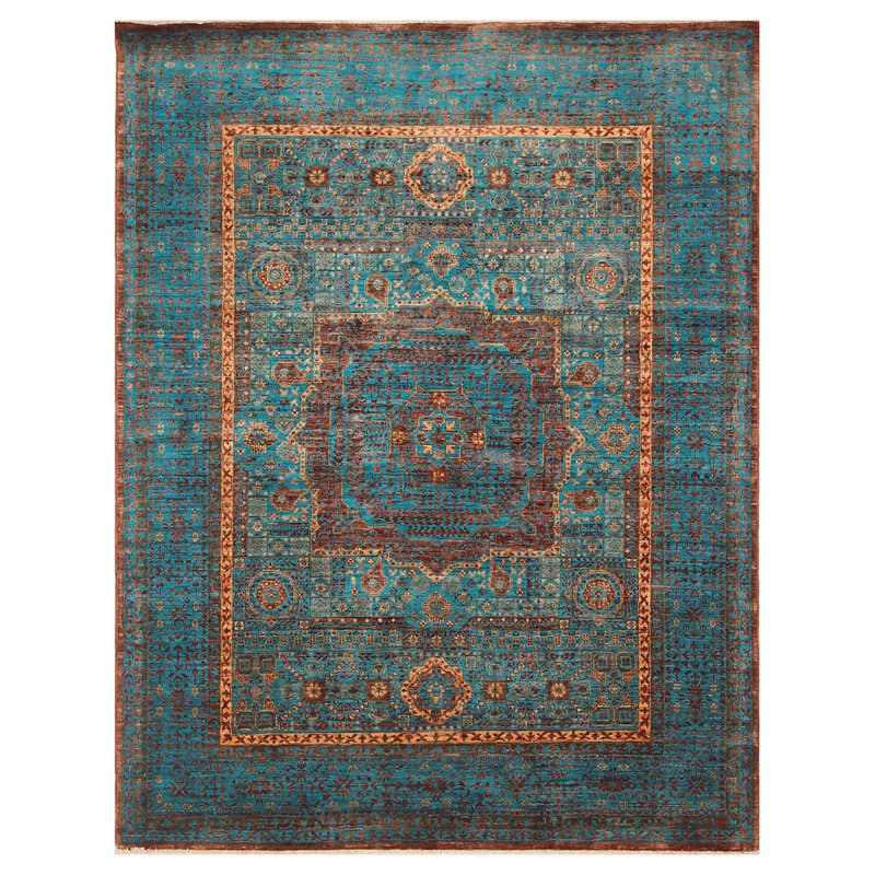 Tapis bleu ciel de haute qualité noué à la main