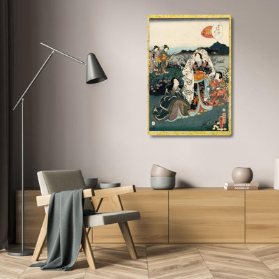 "Murasaki Shikibu in Hiding, from the Tale of Genji Chapter, ‘Night Plum’" by  Utagawa Kunisada (Toyokuni Iii) - Gallery Wrap Canvas Wall Art