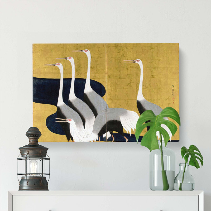 Cranes by Sakai Hoitsu - Wrapped Canvas, 50cm H x 76cm W x 3cm D