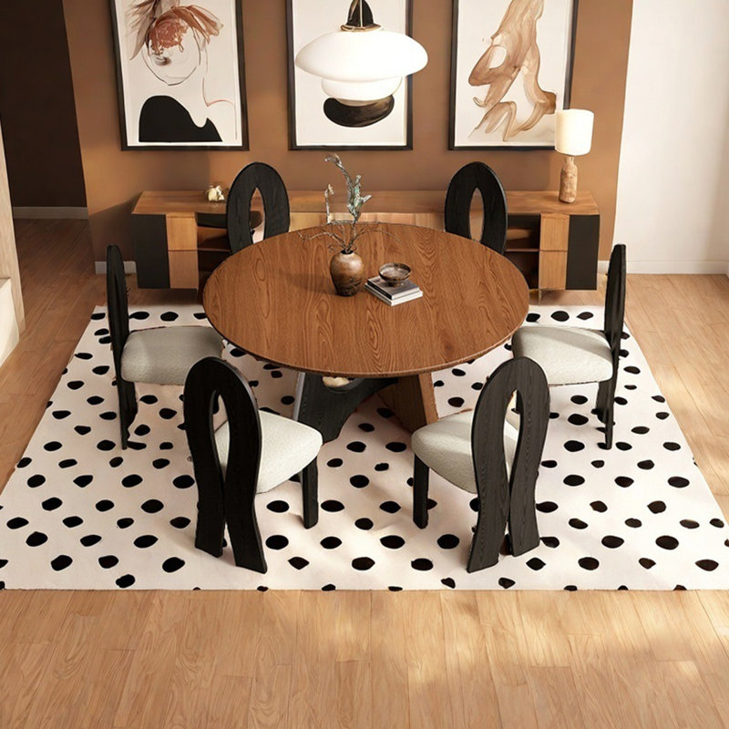Medieval Style Solid Wood Round Dining Table, 28.74"H x 59.05"L x 59.05"W