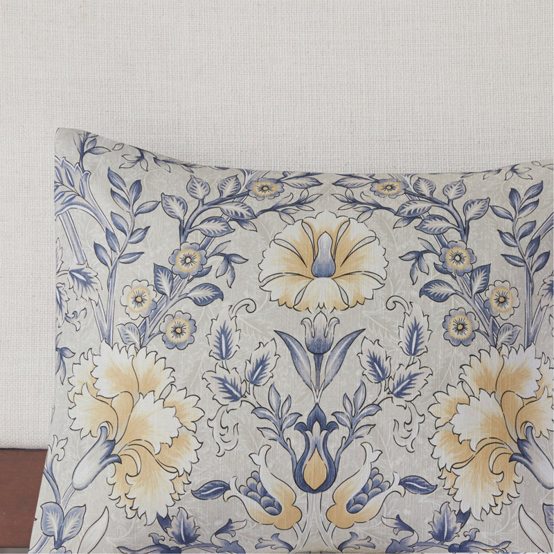 6 Piece Cotton Comforter Set Multi King, Beige/Blue Floral, King Comforter + 5 Additional Pieces