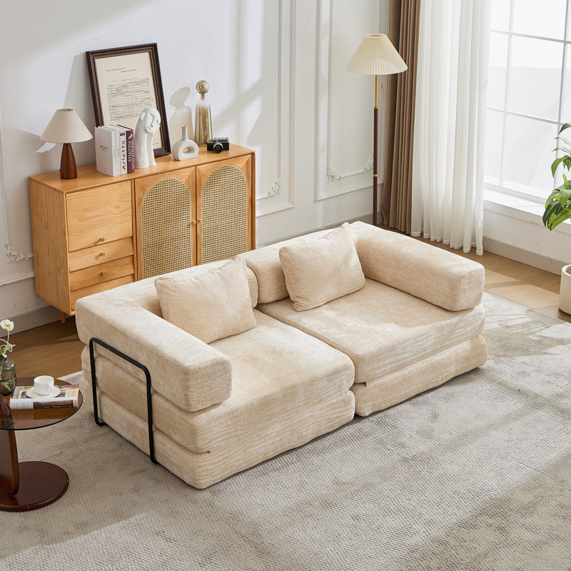 Canapé-lit Chenille, Beige
