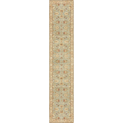 Tapis oriental ardoise / beige en laine noué à la main Majestic Durden