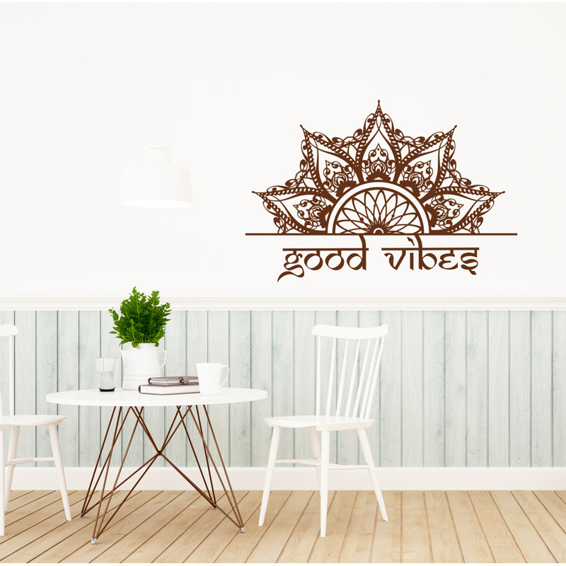 Adhésif décoratif demi-mandala, 46 po x 90 po, Brun