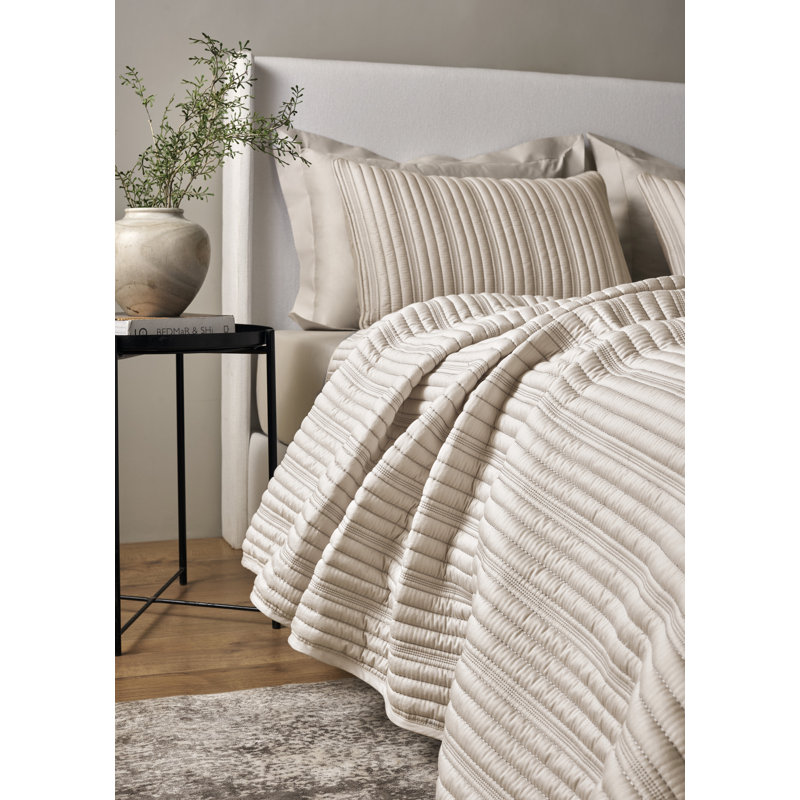 Rib Twin Coverlet Set , Pumice